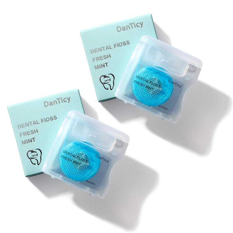 DanTicy CoconutOil Infused Woven Dental FlossDeep Clean Natural Vegetable Waxed FlossExtra Wide Cleaning and Slides Smoothly EasilyPFAS Free Mint Flavored33 Yds x 2 Unit - Image 1
